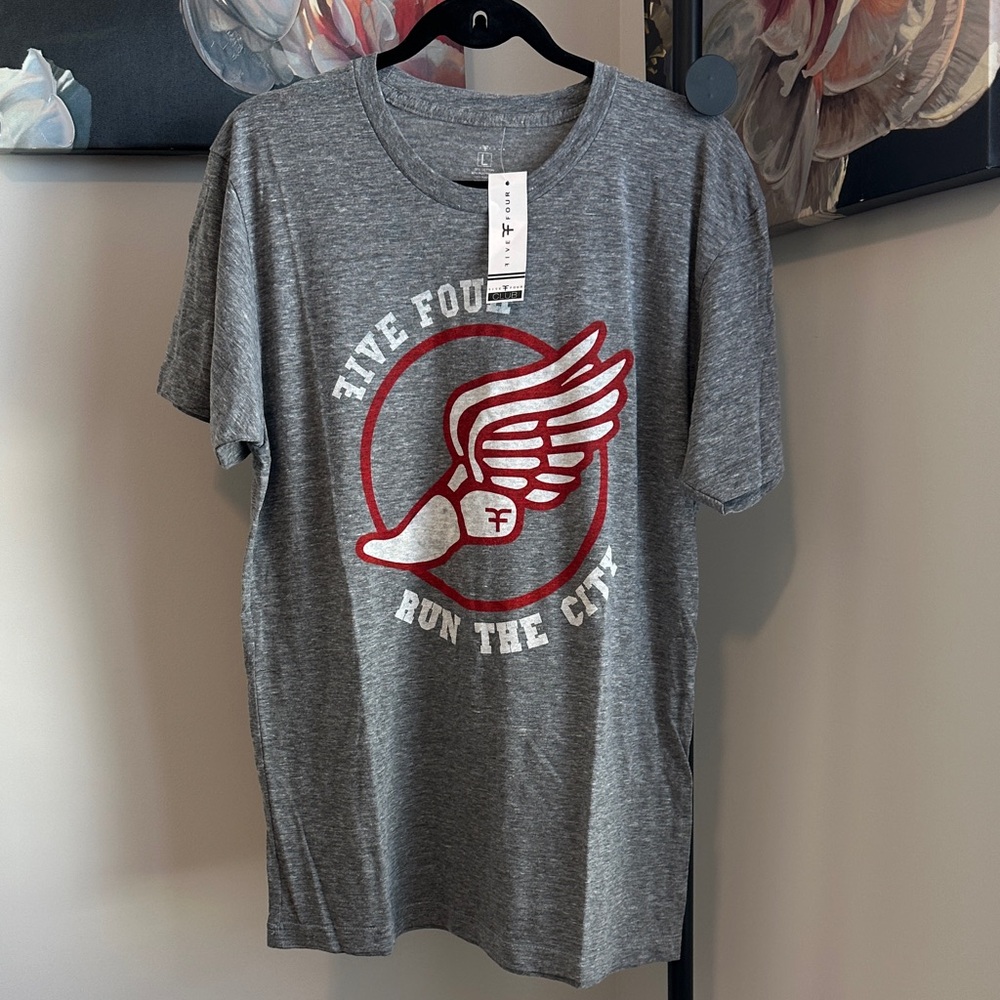 Five Four Gray Tee with Red Graphic